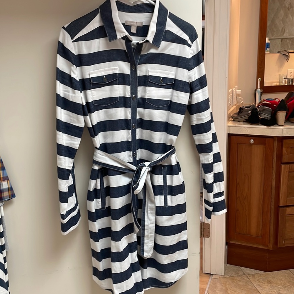 BANANA REPUBLIC Navy Striped Dress